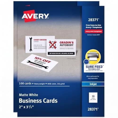 Avery Business Cards 2" x 3.5" | Premium Inkjet-Ready Cardstock (70-120c) thumbnail 1