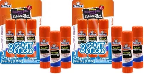 Elmer's Disappearing Purple School Glue Sticks, Washable, 22 Grams, 6 Count | #1 Teacher Brand, Dries Clear thumbnail 1