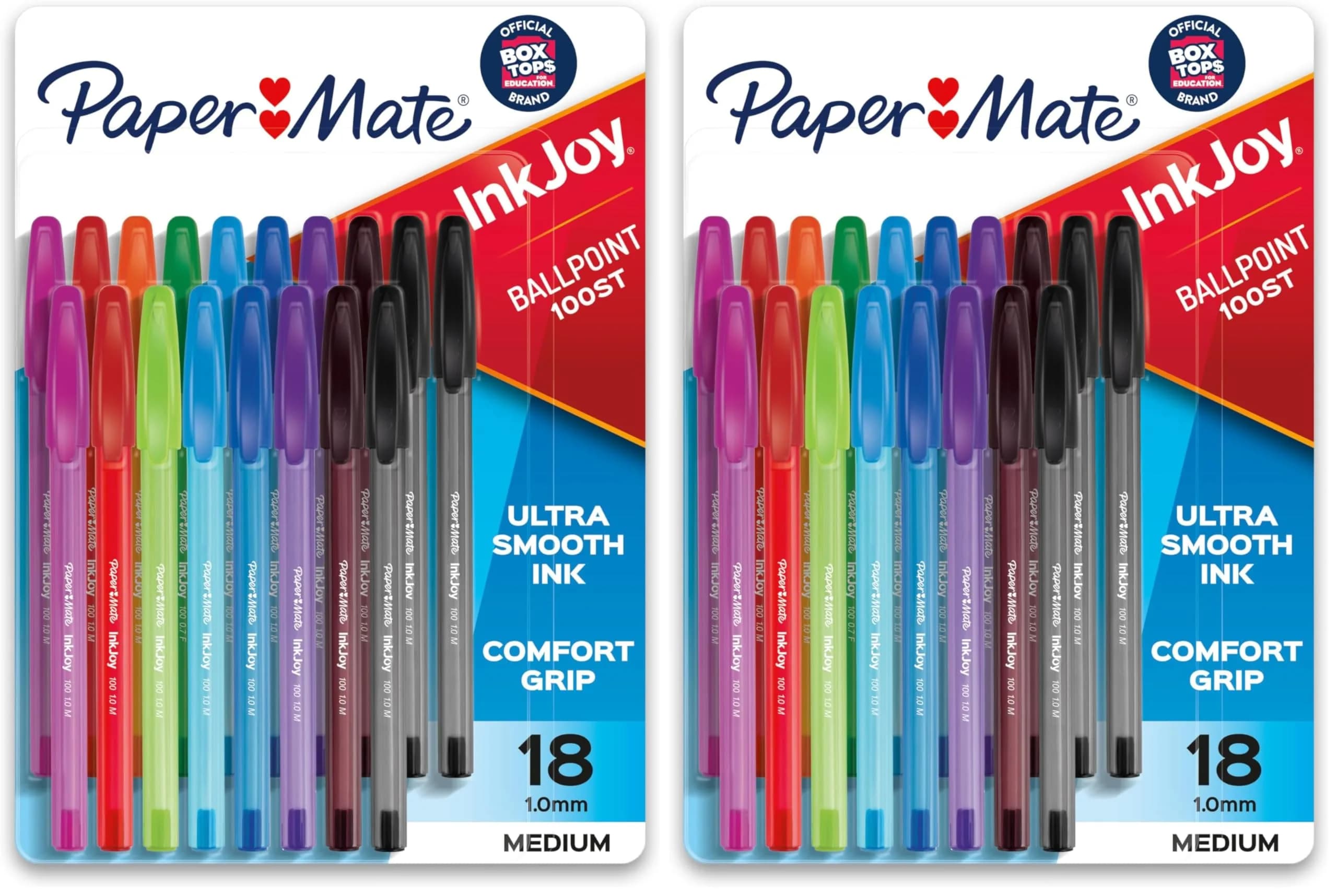 Paper Mate InkJoy 100ST Ballpoint Pens 1.0mm Assorted 36 Pack | Smooth, Vibrant Ink for School & Office — Assorted