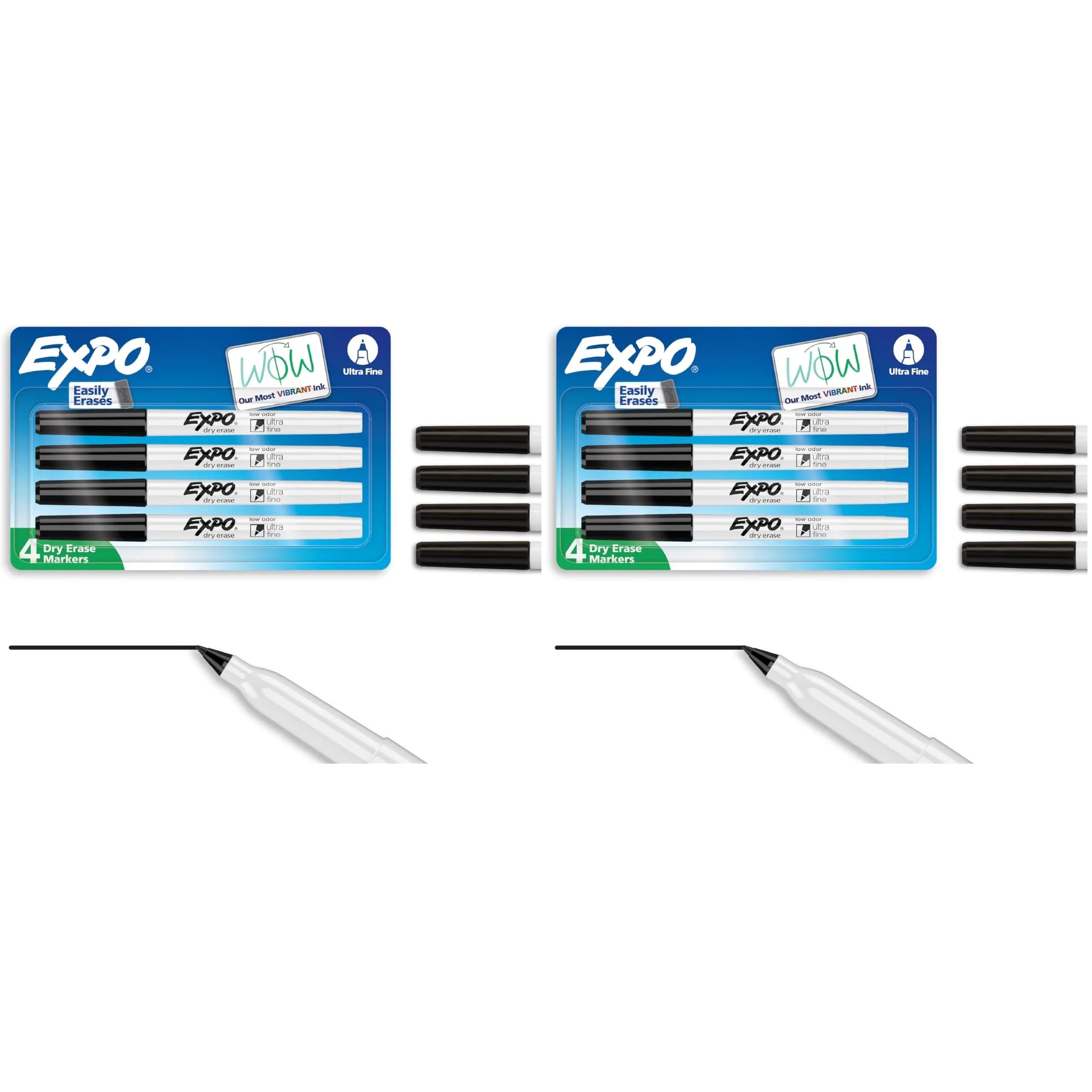 EXPO Low-Odor Dry Erase Markers, Ultra-Fine Tip, Black, 8 Count (Pack of 2) | Vibrant Ink for Precise Marking - main product image