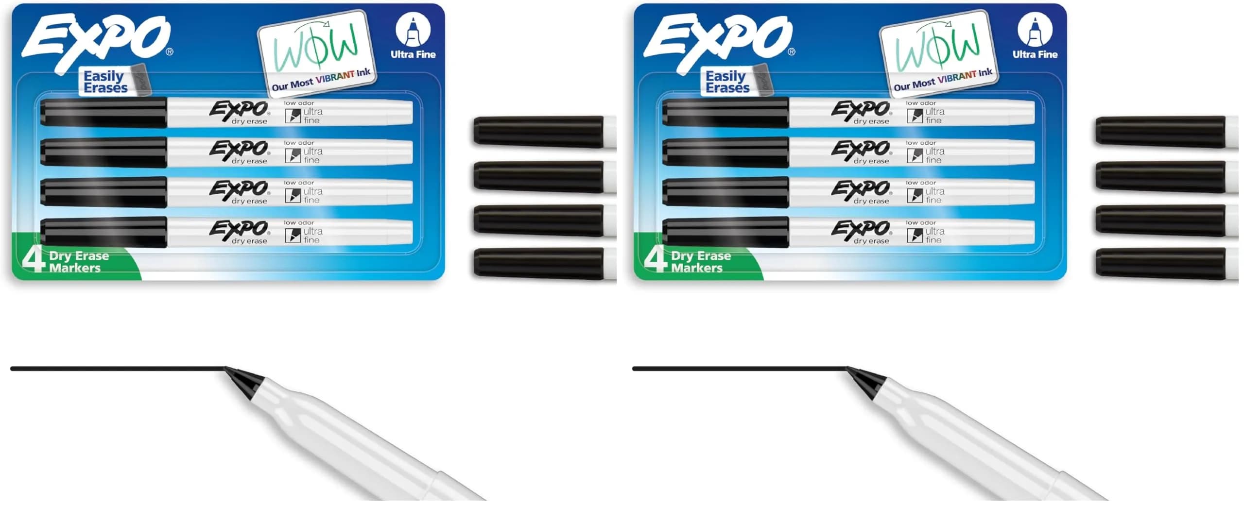 EXPO Low-Odor Dry Erase Markers, Ultra-Fine Tip, Black, 8 Count (Pack of 2) | Vibrant Ink for Precise Marking - main product image