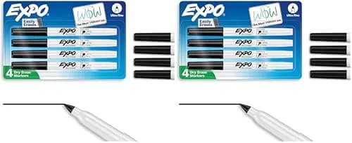 EXPO Low-Odor Dry Erase Markers, Ultra-Fine Tip, Black, 8 Count (Pack of 2) | Vibrant Ink for Precise Marking thumbnail 1