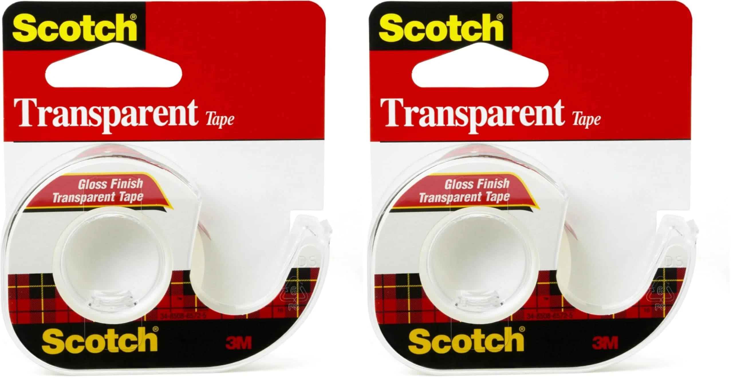 Scotch Transparent Tape 0.5 inch x 450 inch (Pack of 2) | Classic Glossy Finish with 3M Adhesive Technology — Transparent