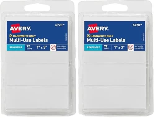 Avery Multi-Use Removable Labels, 1" x 3" White, 144 Labels Total | Pack of 2 thumbnail 1