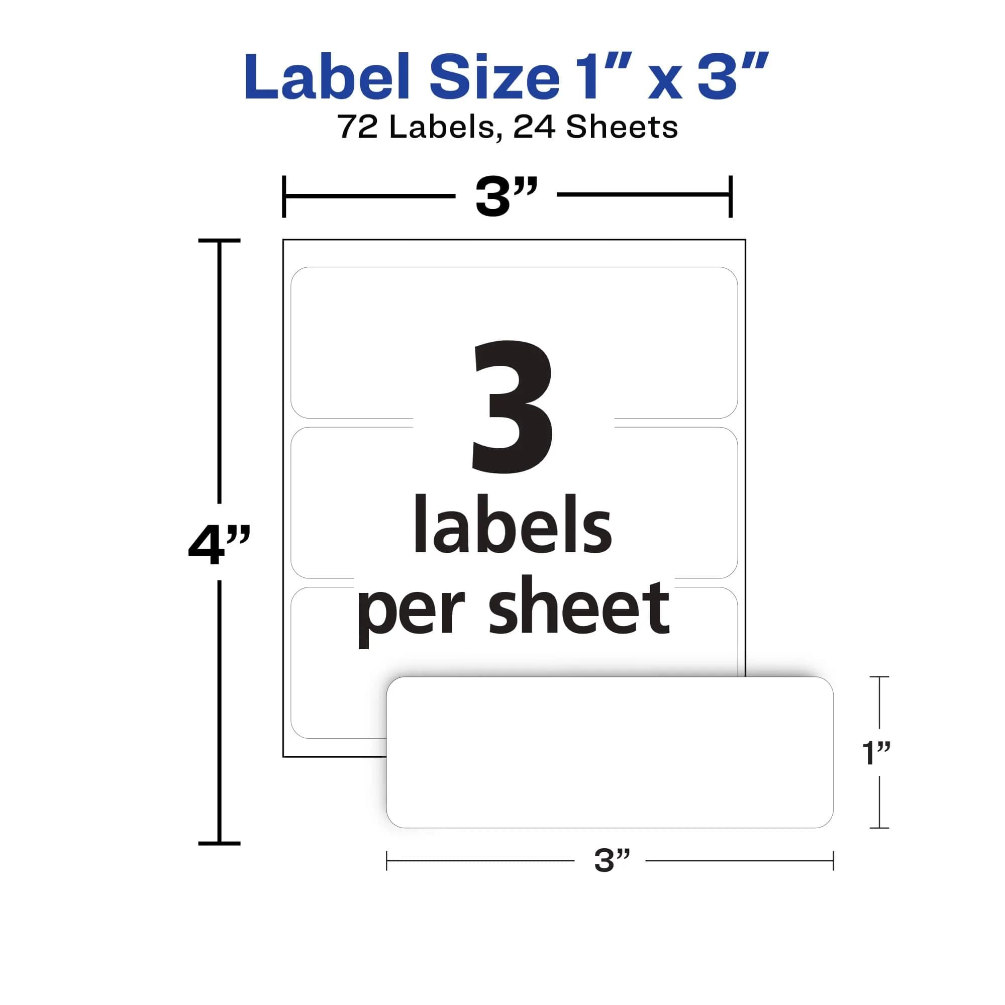 Avery Multi-Use Removable Labels, 1" x 3" White, 144 Labels Total | Pack of 2 - view 4
