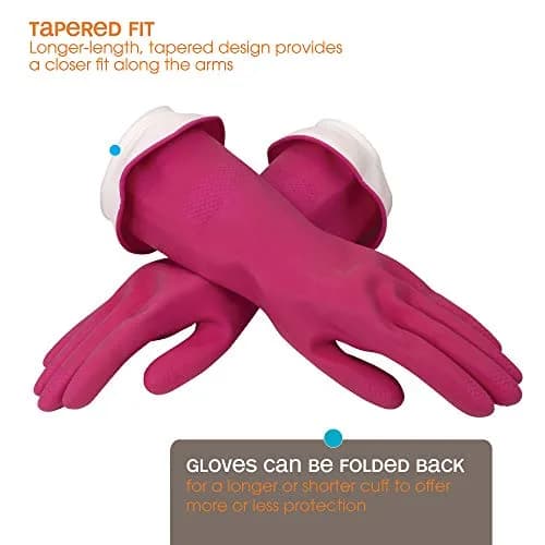 Casabella Waterblock Reusable Household Cleaning Gloves, Medium | Latex Gloves with Waterblock Cuff for Household Use thumbnail 4