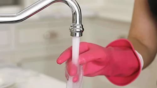 Casabella Waterblock Reusable Household Cleaning Gloves, Medium | Latex Gloves with Waterblock Cuff for Household Use thumbnail 7