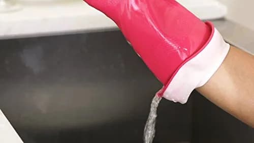 Casabella Waterblock Reusable Household Cleaning Gloves, Medium | Latex Gloves with Waterblock Cuff for Household Use thumbnail 8