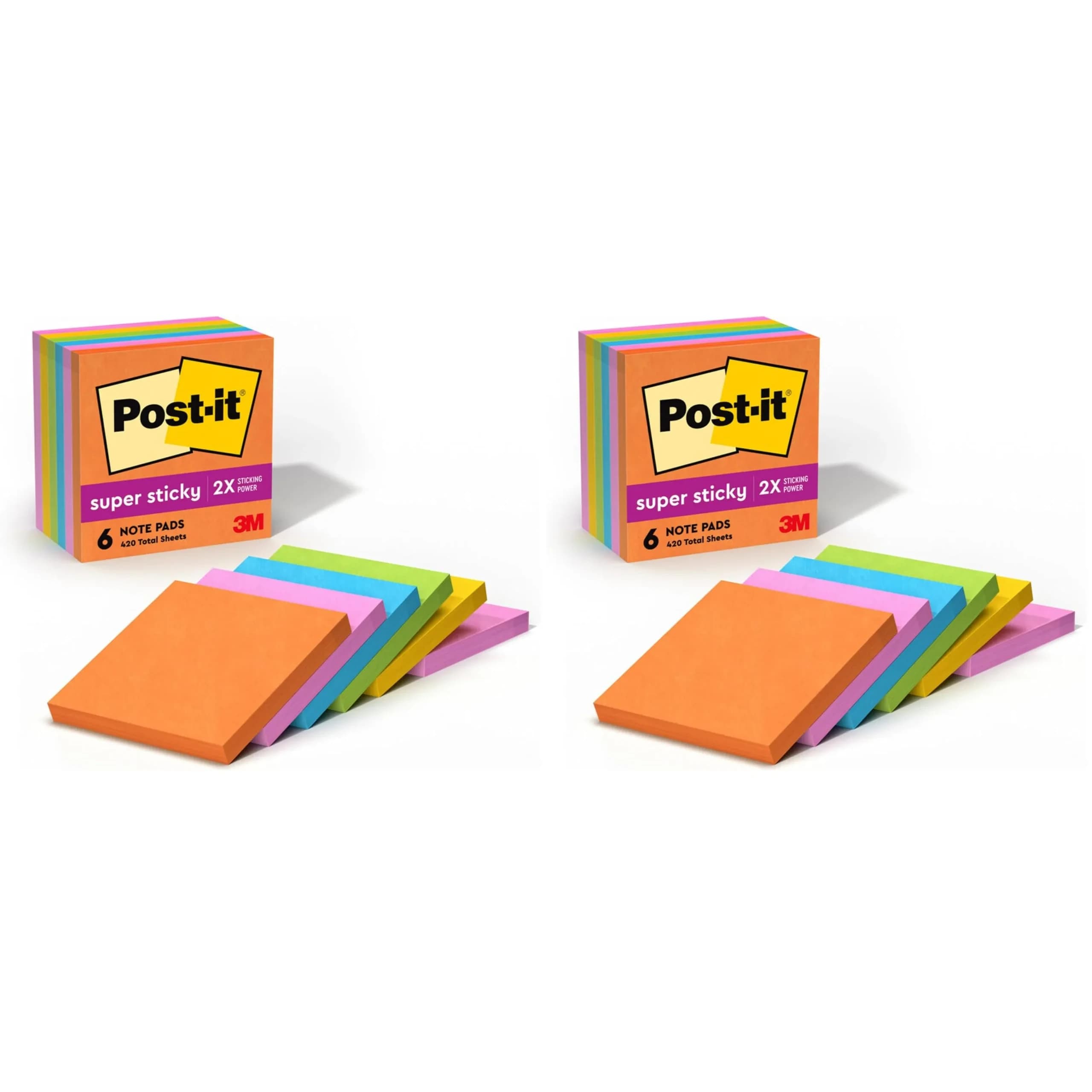 Post-it Super Sticky Notes 3x3 in Energy Boost Collection | 12 Pads (Pack of 2), 70 Sheets/Pad