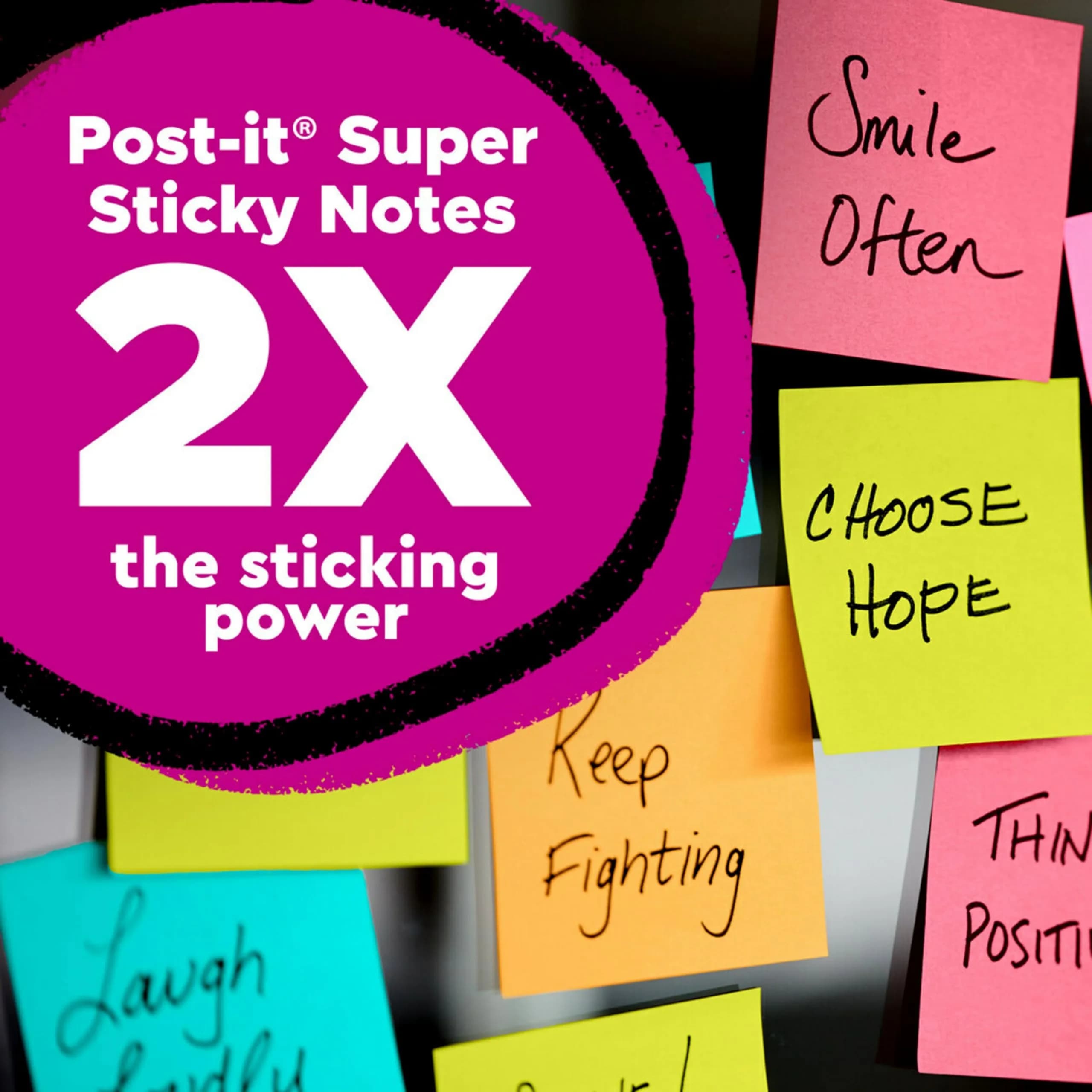 Post-it Super Sticky Notes 3x3 inch, Energy Boost Collection - 2 Pack | 2X Sticking Power - view 3