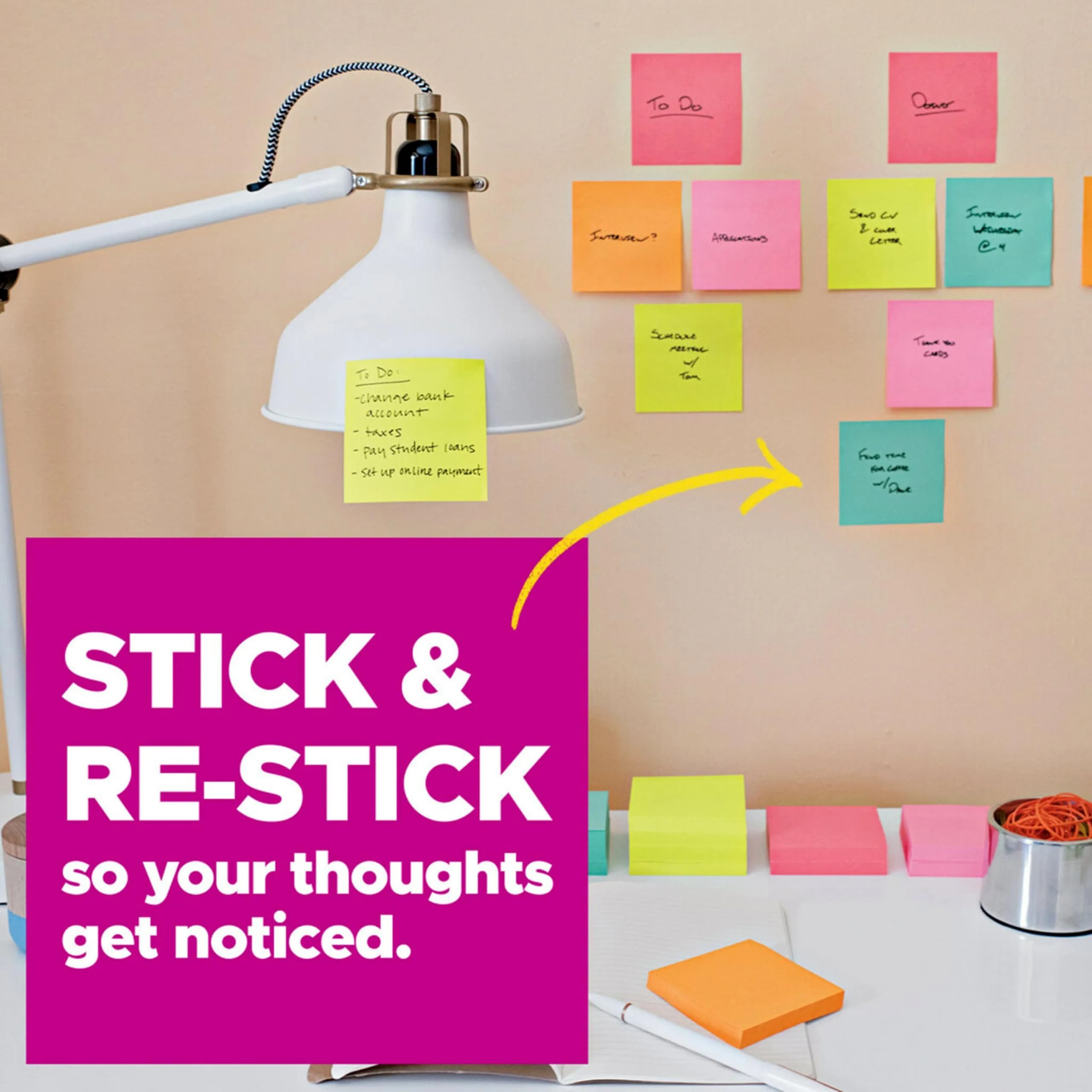 Post-it Super Sticky Notes 3x3 inch, Energy Boost Collection - 2 Pack | 2X Sticking Power - view 4
