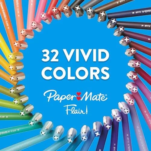 Paper Mate Flair Felt Tip Pens, Medium Point (0.7mm), Black, Pack of 8 | Smooth Ink Flow - view 2