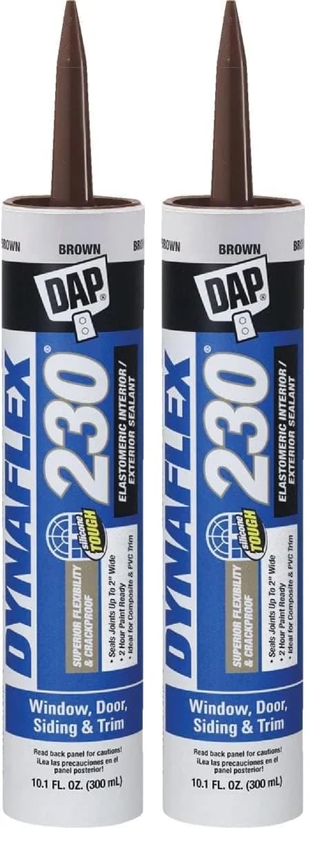 DAP Dynaflex 230 Premium Elastomeric Sealant, Brown, 10.1 Oz (2 Pack) | Crackproof, Waterproof, Paintable