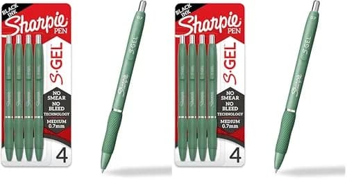 Sharpie S-Gel Gel Pens Medium Point Black Ink 0.7mm Green Barrel 8 Pens Total | Smooth Writing Gel Pens thumbnail 1