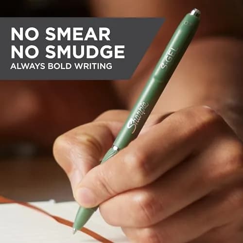 Sharpie S-Gel Gel Pens Medium Point Black Ink 0.7mm Green Barrel 8 Pens Total | Smooth Writing Gel Pens thumbnail 2