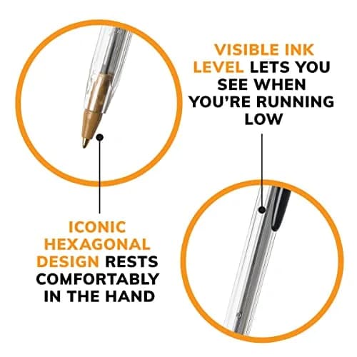 BIC Cristal Xtra Smooth Black Ballpoint Pens, Medium Point (1.0mm), 24-Count Pack | Smooth Ink Flow Writing Instrument thumbnail 5