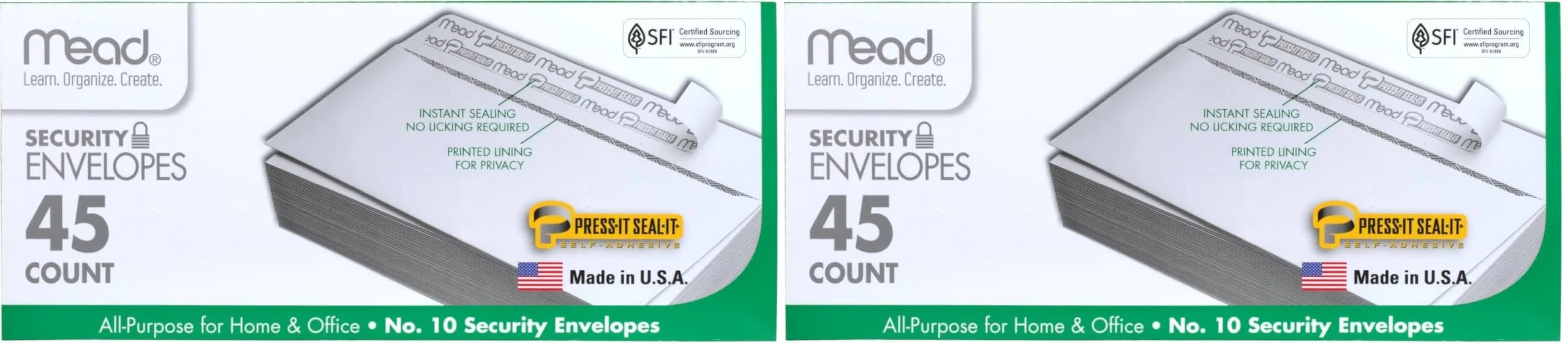 Mead #10 Security Envelopes, 90 Count White | Self-Adhesive Peel & Seal Business Mailers - main product image