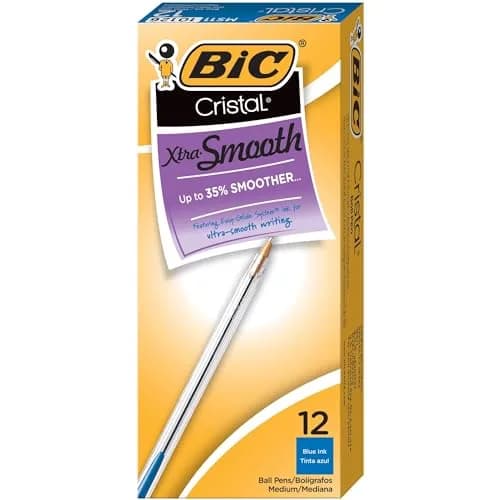 BIC Cristal Xtra Smooth Blue Ballpoint Pens, Medium Point (1.0mm), 24 Count (Pack of 2) | Smooth Ink Flow for Students & Office thumbnail 3
