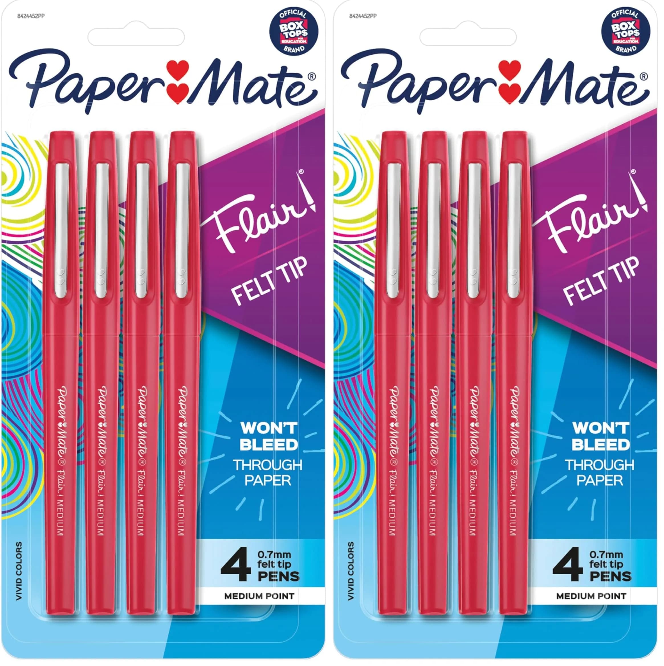 Paper Mate Flair Felt Tip Pens, Medium Point (0.7mm), Red, 8 Count Pack - main product image