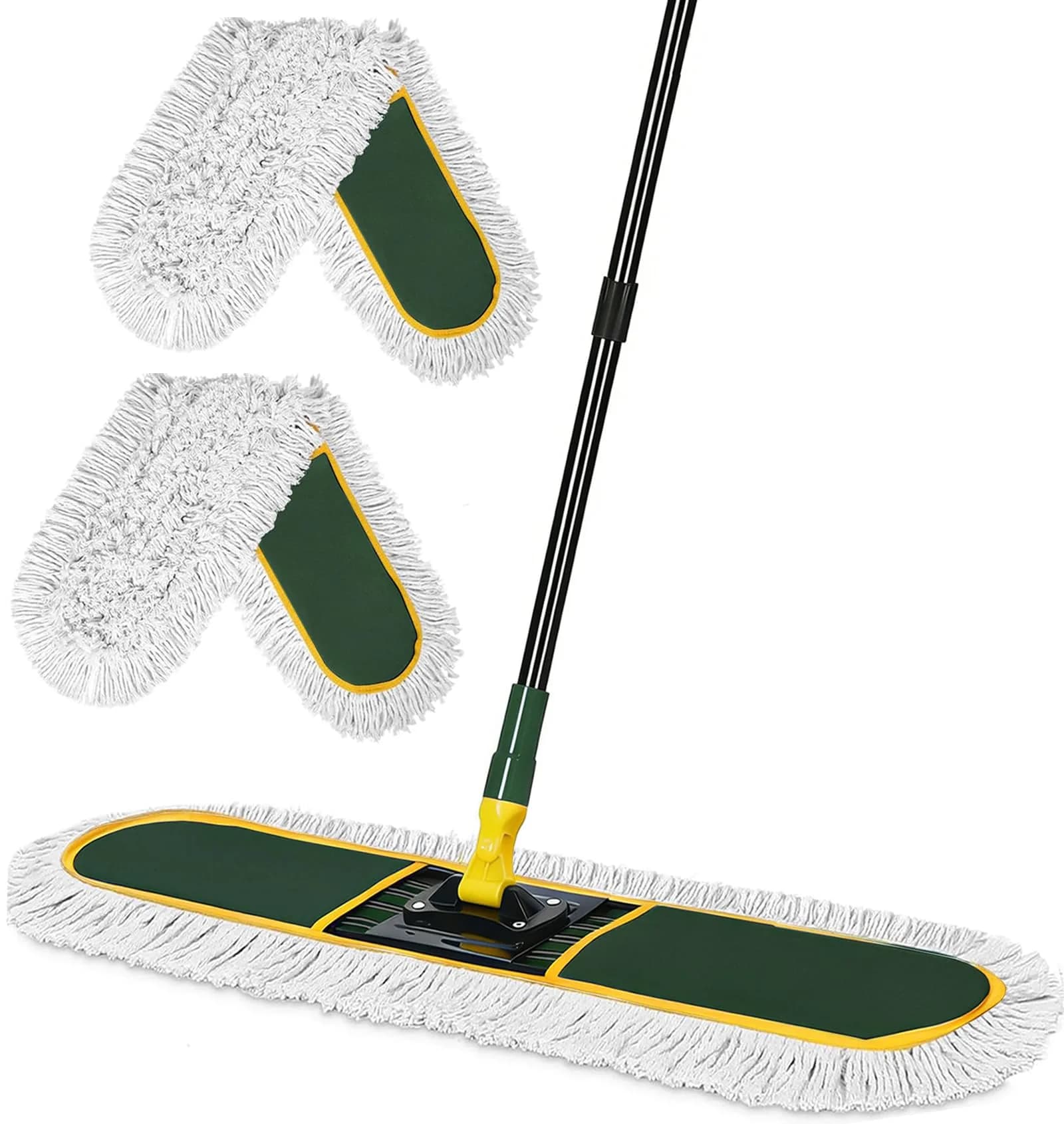 BUVE 24" Commercial Dust Mop for Floor Cleaning | Heavy Duty Industrial Wet & Dry Mop with Cotton Pads — Green / 24" mop