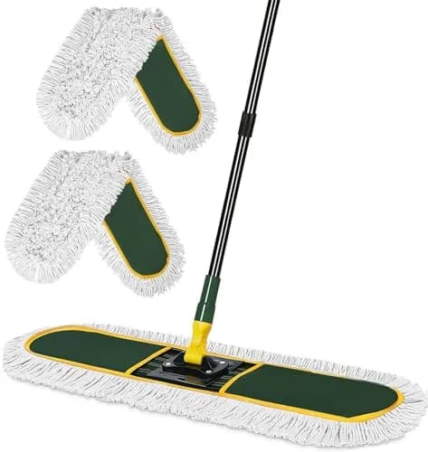 BUVE 24 Inch Commercial Dust Mop Heavy Duty | 60 Extendable Handle & 2 Cotton Heads thumbnail 1