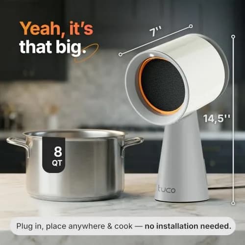 TUCO Portable Range Hood Grey 25.4cm (10in) | ETL Certified Ductless Kitchen Exhaust Fan with 5-Layer Filter thumbnail 4