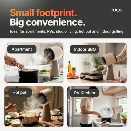 TUCO Portable Range Hood Grey 25.4cm (10in) | ETL Certified Ductless Kitchen Exhaust Fan with 5-Layer Filter thumbnail 6