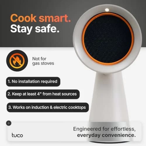 TUCO Portable Range Hood Grey 25.4cm (10in) | ETL Certified Ductless Kitchen Exhaust Fan with 5-Layer Filter thumbnail 7