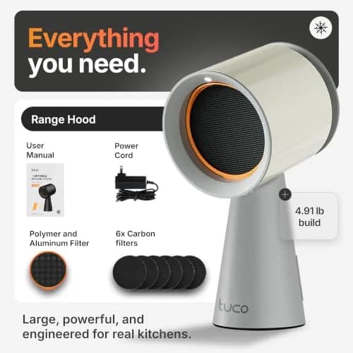 TUCO Portable Range Hood Grey 25.4cm (10in) | ETL Certified Ductless Kitchen Exhaust Fan with 5-Layer Filter thumbnail 9