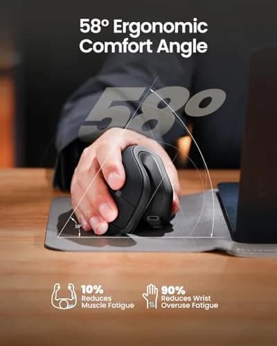ProtoArc EM11 NL Wireless Ergonomic Vertical Mouse | 13.8cm (5.43in) Right-Handed, Bluetooth 5.0 & 2.4G USB-A thumbnail 5