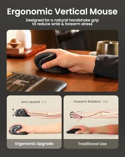 ProtoArc EM11 NL Wireless Ergonomic Vertical Mouse | 13.8cm (5.43in) Right-Handed, Bluetooth 5.0 & 2.4G USB-A thumbnail 7