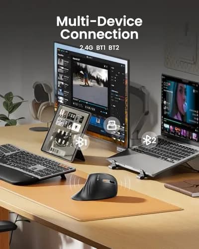 ProtoArc EM11 NL Wireless Ergonomic Vertical Mouse | 13.8cm (5.43in) Right-Handed, Bluetooth 5.0 & 2.4G USB-A thumbnail 3