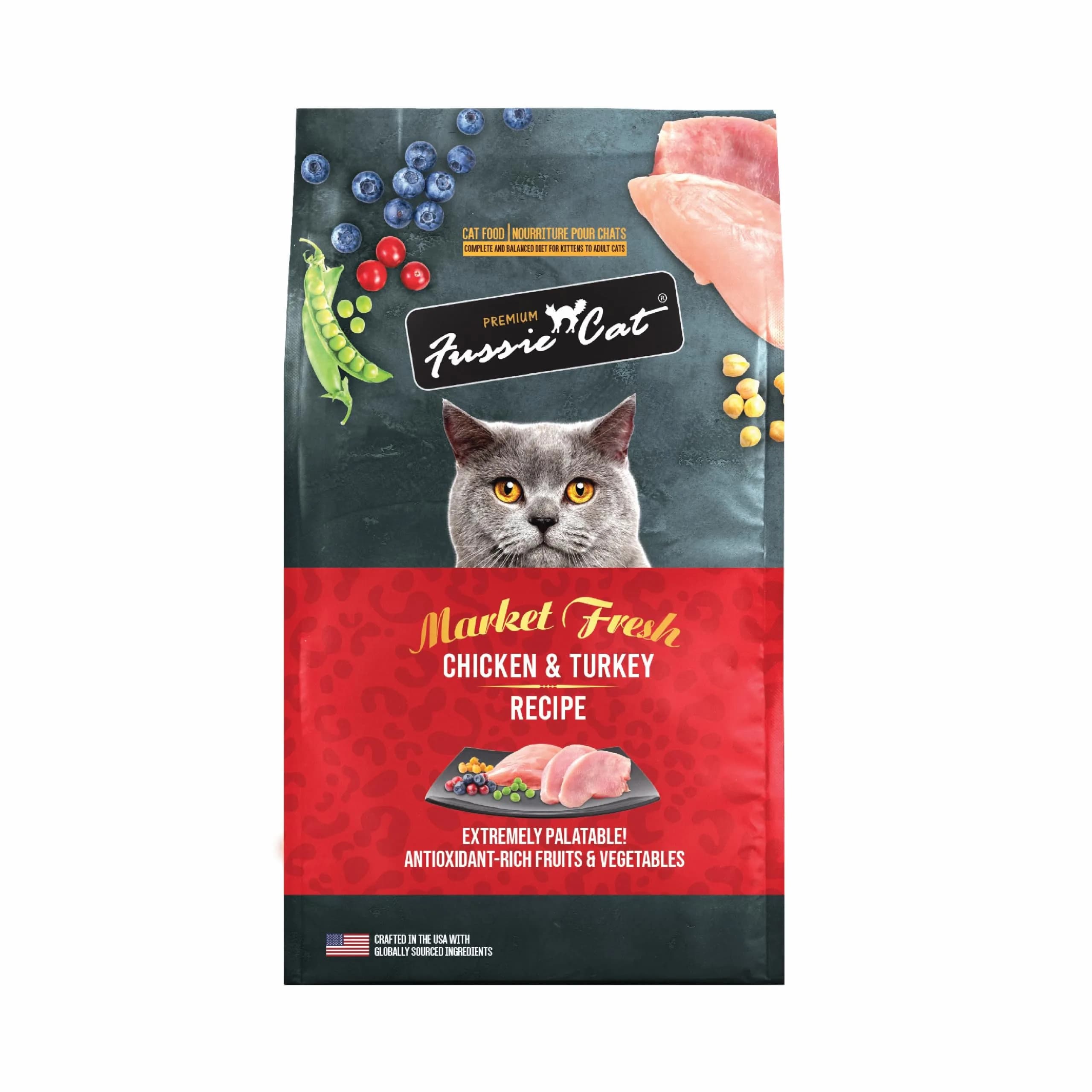 Fussie Cat Market Fresh Chicken & Turkey Recipe, Dry Cat Food, 3.5lb Bag | Meat-First Nutrition for All Life Stages