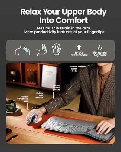 ProtoArc EM11 NL Wireless Ergonomic Vertical Mouse White 138mm (5.43in) | Connect 3 Devices via Bluetooth 5.0 & 2.4G USB-A thumbnail 5