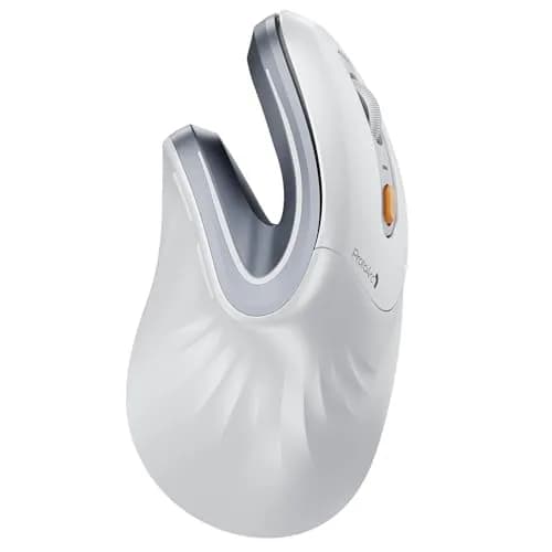 ProtoArc EM11 NL Wireless Ergonomic Vertical Mouse White 138mm (5.43in) | Connect 3 Devices via Bluetooth 5.0 & 2.4G USB-A thumbnail 1