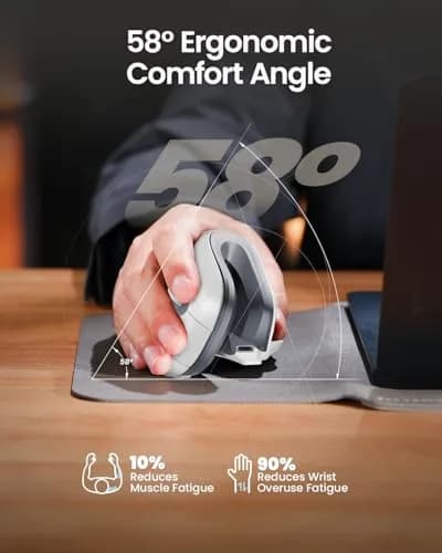 ProtoArc EM11 NL Wireless Ergonomic Vertical Mouse White 138mm (5.43in) | Connect 3 Devices via Bluetooth 5.0 & 2.4G USB-A thumbnail 8