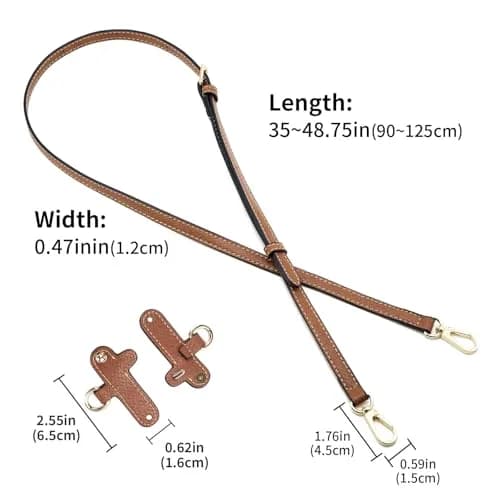 DEVPSISR Adjustable Leather Strap for Longchamp Handbag | 125 cm (48.75 in) Brown-Gold thumbnail 2