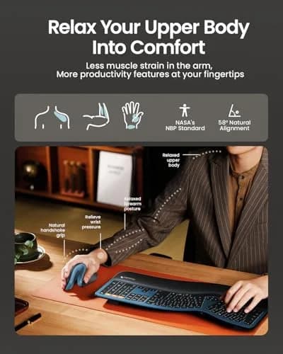 ProtoArc EM11 NL Wireless Ergonomic Mouse, Rechargeable Vertical Mouse, 13.8cm (5.43in) Length | Connect 3 Devices via Bluetooth 5.0 & 2.4G USB-A thumbnail 5