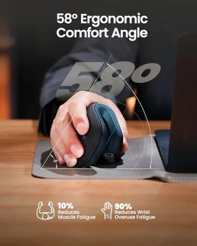 ProtoArc EM11 NL Wireless Ergonomic Mouse, Rechargeable Vertical Mouse, 13.8cm (5.43in) Length | Connect 3 Devices via Bluetooth 5.0 & 2.4G USB-A thumbnail 8