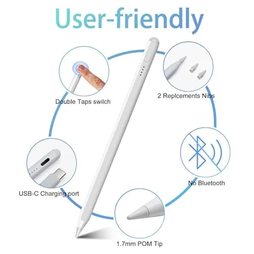 RKItE Stylus Pen for iPad 11th & 10th Gen | Fast Charge & Palm Rejection (White, 1 Pack) thumbnail 2