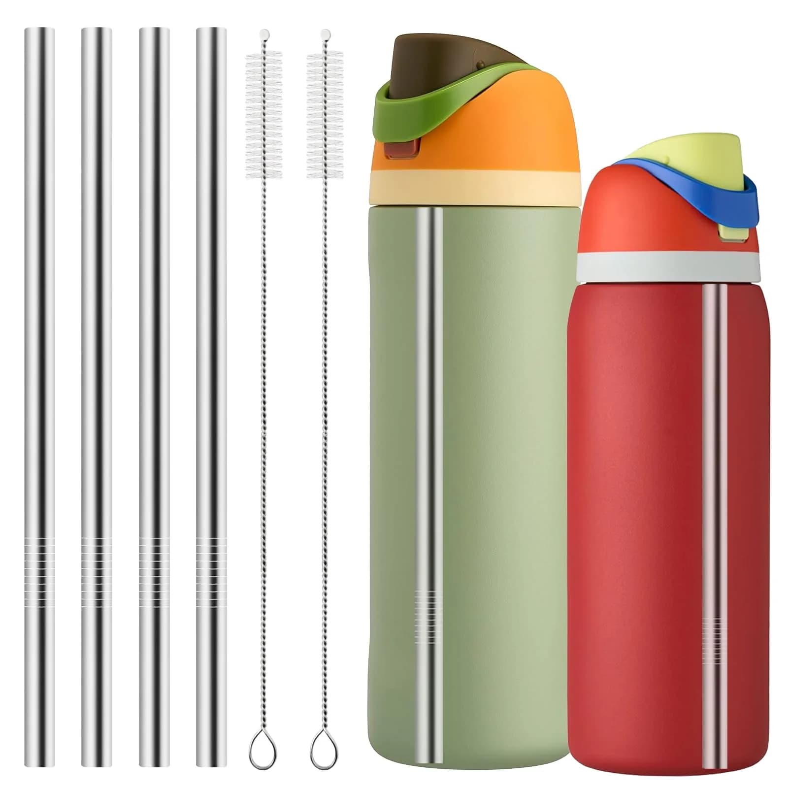 XZESH Metal Straw Replacement for Owala Water Bottle 24 oz & 32 oz | Reusable Stainless Steel Straws