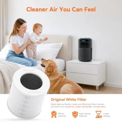 AIRROMI HEPA Air Purifier for Bedroom & Home | 360° Clean Air, Pet Odor & Smoke Removal, Quiet Operation, Black thumbnail 8