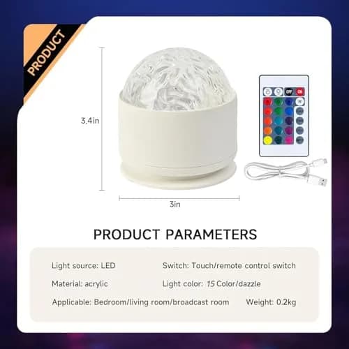 diatomiteco Calming Sensory Ocean Wave Lamp Projector 8.6 cm (3.4 inches) | Autism Toy for Kids and Adults thumbnail 3