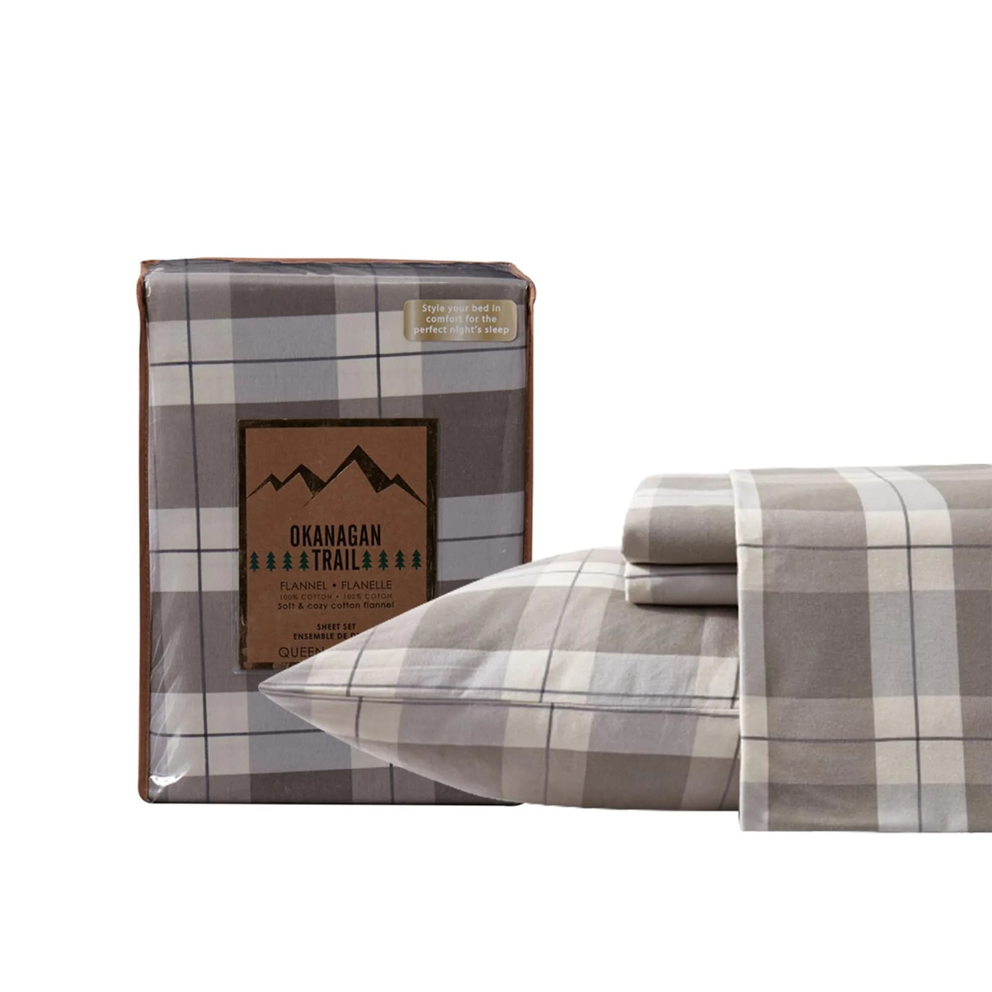 New Season Naturally Yours 100% Cotton Double Flannel Sheet Set | Soft & Warm Bed Sheets for India — Grey's Plaid