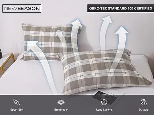 New Season Naturally Yours 100% Cotton Double Flannel Sheet Set | Soft & Warm Bed Sheets for India thumbnail 3