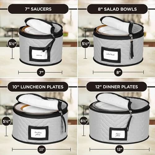 HOLDN’ STORAGE 5-Piece China Storage Container Set for 12 Place Settings | Quilted Microfiber with Dividers thumbnail 4