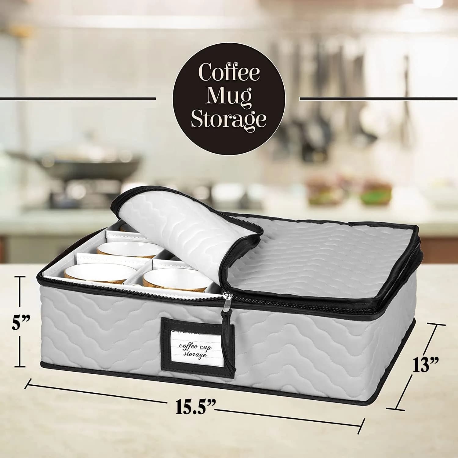 HOLDN’ STORAGE 5-Piece China Storage Container Set for 12 Place Settings | Quilted Microfiber with Dividers - view 5