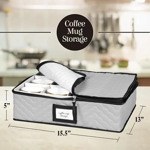 HOLDN’ STORAGE 5-Piece China Storage Container Set for 12 Place Settings | Quilted Microfiber with Dividers thumbnail 5
