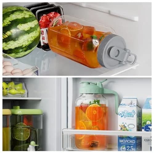 JunVpic Glass Pitcher with Lid, 1.89 L (64 oz) Wide Mouth Mason Jar, Green | Dishwasher Safe, Leakproof Spout thumbnail 5