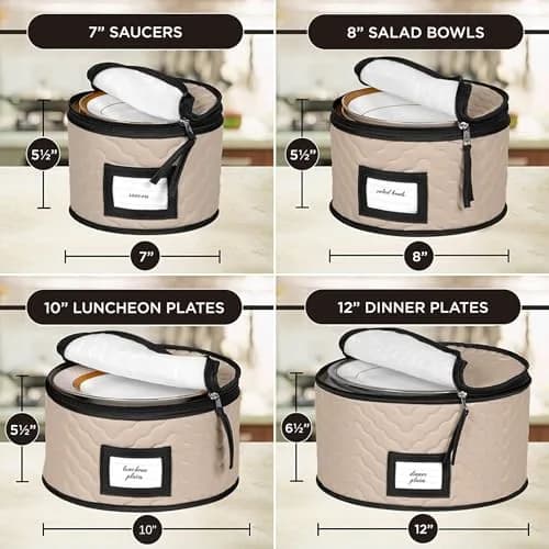 HOLDN’ STORAGE 5-Piece China Storage Container Set for 12 Place Settings | Quilted Microfiber with Dividers thumbnail 4